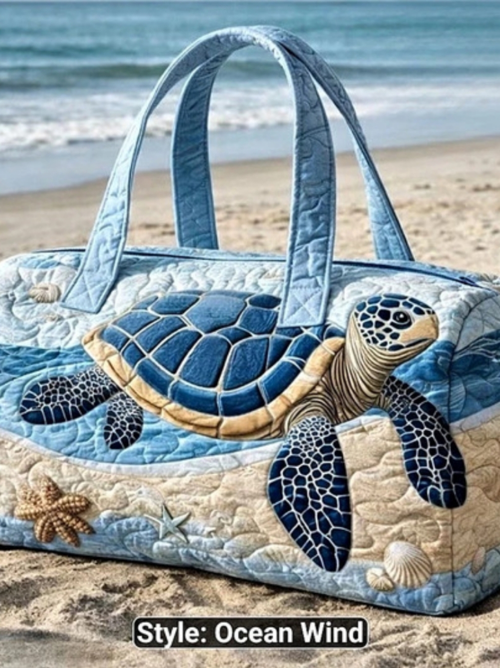 Ocean Wind Sea Turtle Beach Tote in Blue & Cream. New In Package